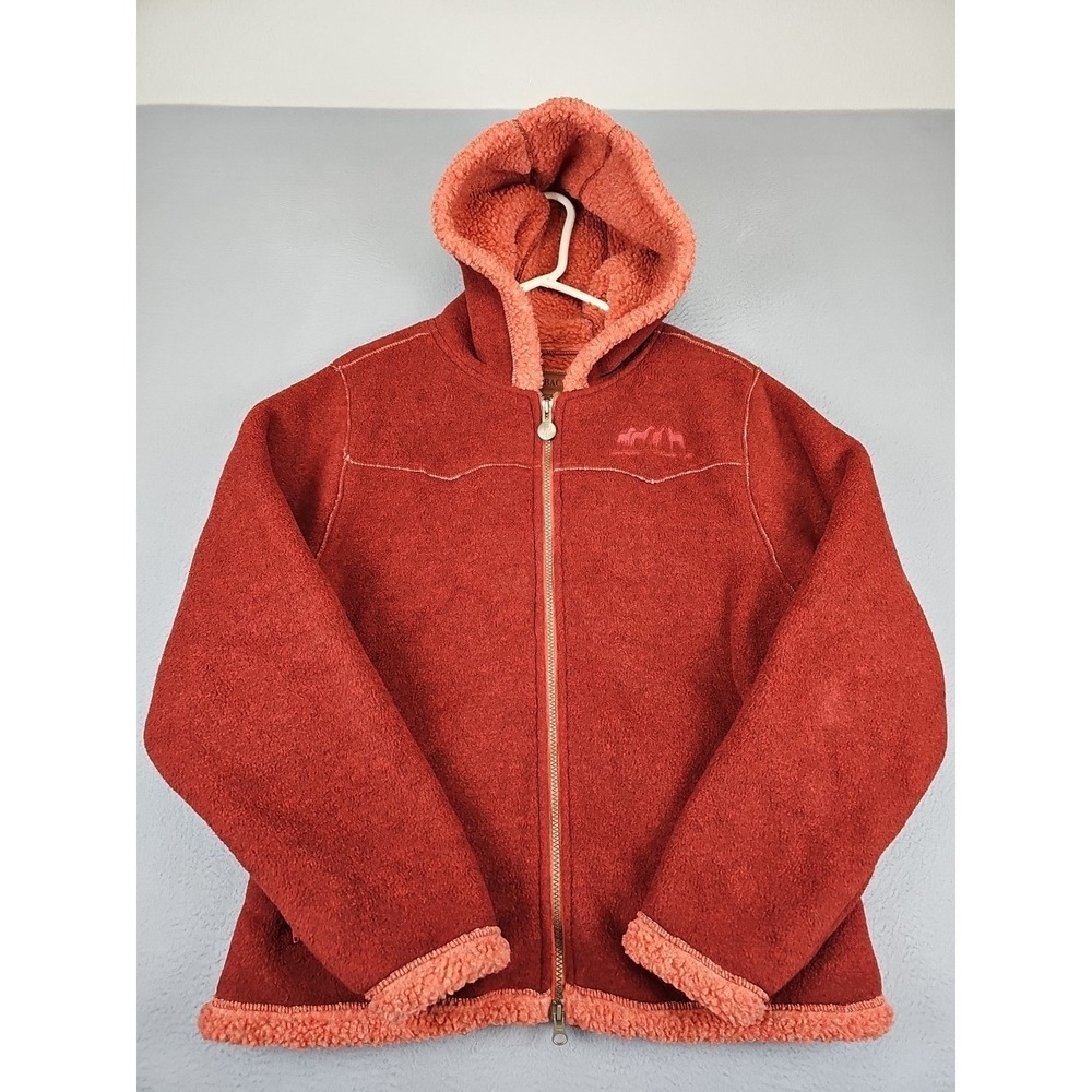 OUTBACK TRADING Mt. Rocky Fleece Jacket Women's Medium Red Full Zip Hooded 4810